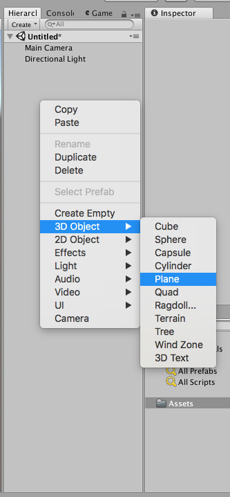 Unity Add a Plane